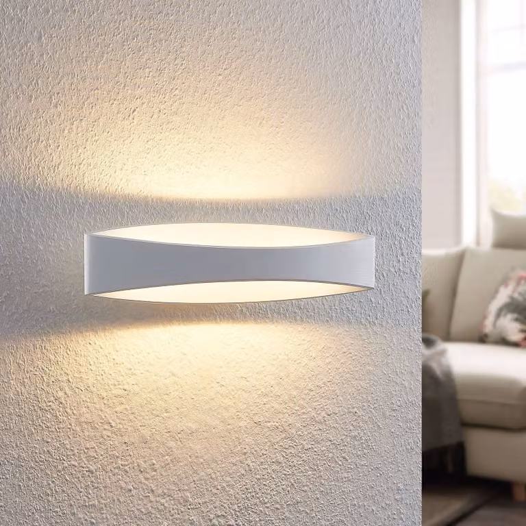 Applique da parete a LED Jelle Arcchio, dimmerabile, Bianco / Opale, Soggiorno / Sala da pranzo, Alluminio, Moderno, Applique a LED