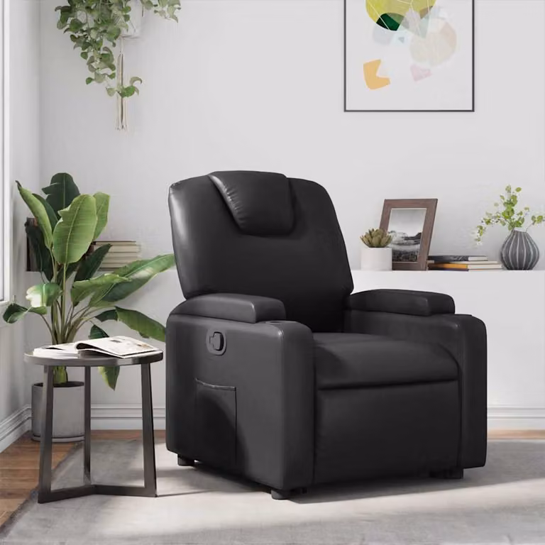 Poltrona reclinabile relax vidaXL in similpelle nera con braccioli e struttura in legno e metallo