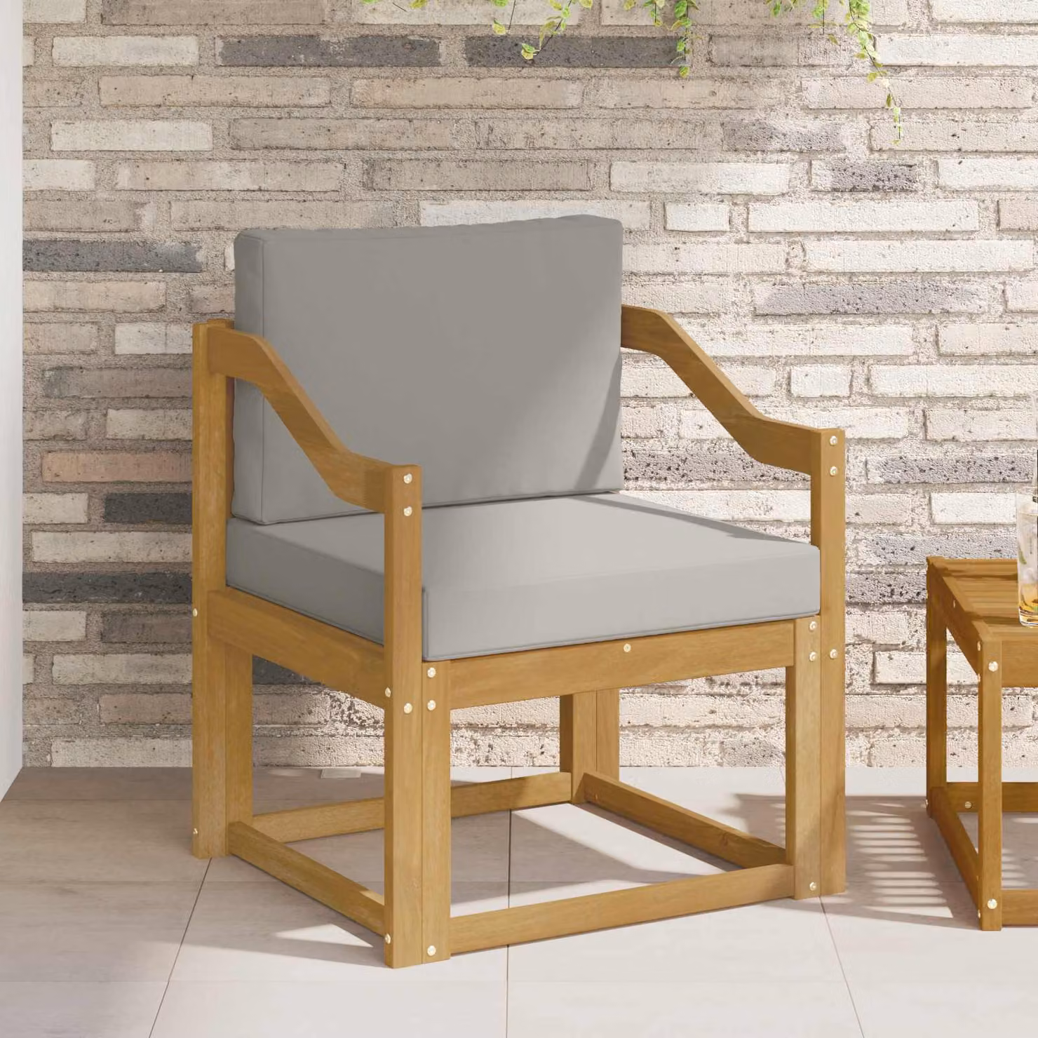 vidaXL Divano da esterno moderno in legno di acacia con cuscini bianchi e grigi