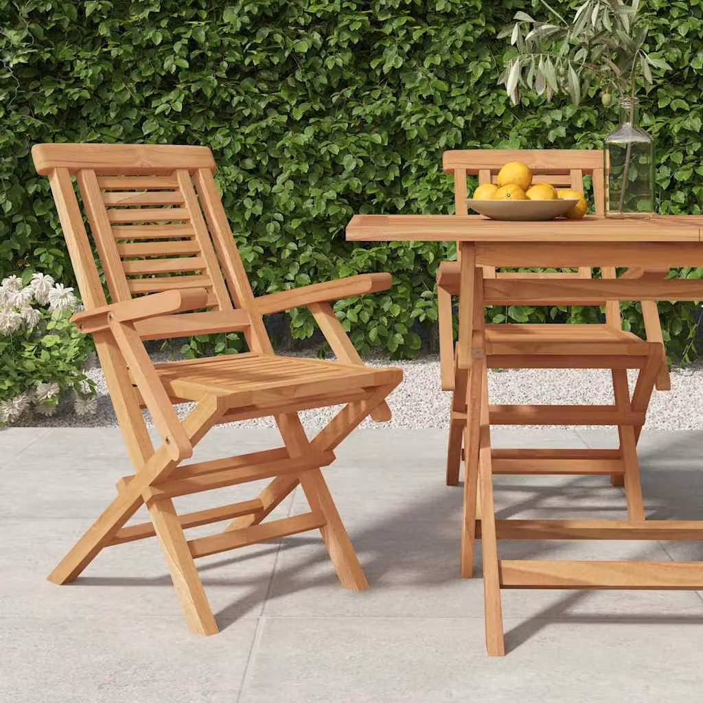 Set di 2 sedie pieghevoli vidaXL in legno di teak marrone con braccioli L/P/H: 56 x 45 x 90 cm