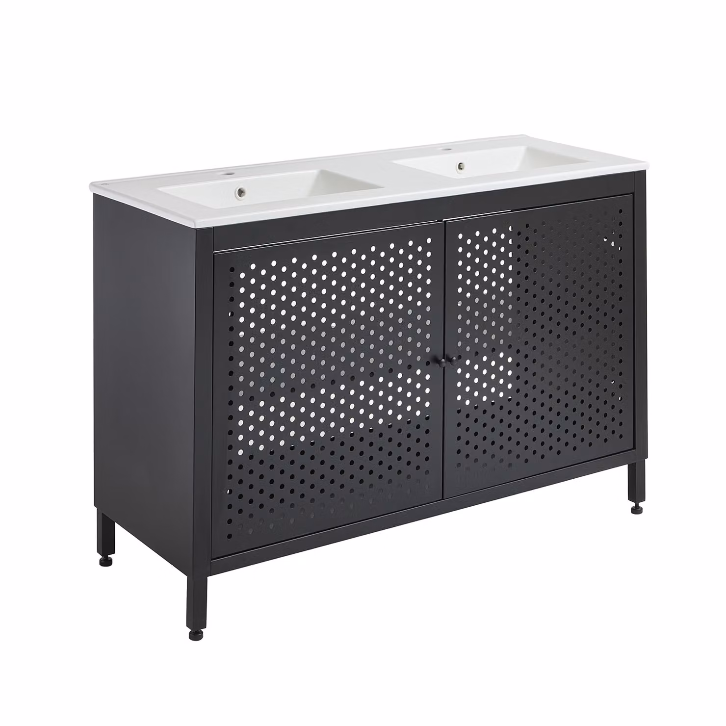 Mobile da Lavabo per Bagno in Metallo Nero da 1210mm con Lavabo Doppio Elements Colore Bianco (Chalk) - Beswick