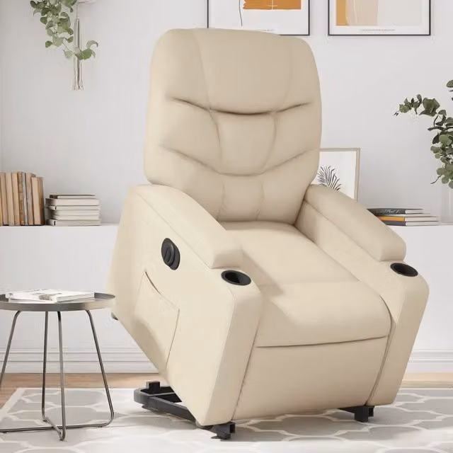 Poltrona Alzapersona Reclinabile vidaXL in Similpelle Beige con Assistenza Elettrica per Senior