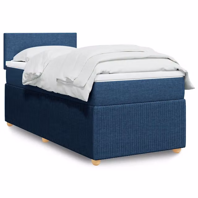Letto Ibrido vidaXL con Materasso Blu e Bianco in Tessuto, L/P: 100 x 200 cm