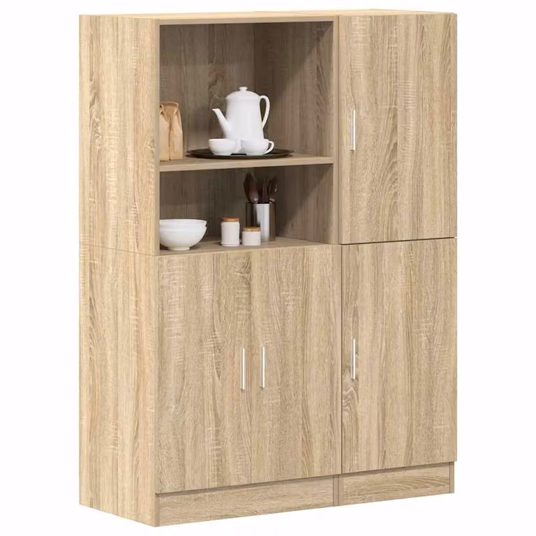 Set di mobili da cucina moderno vidaXL in 2 pezzi color marrone e beige in MDF e composito con ante a battente e ripiani interni