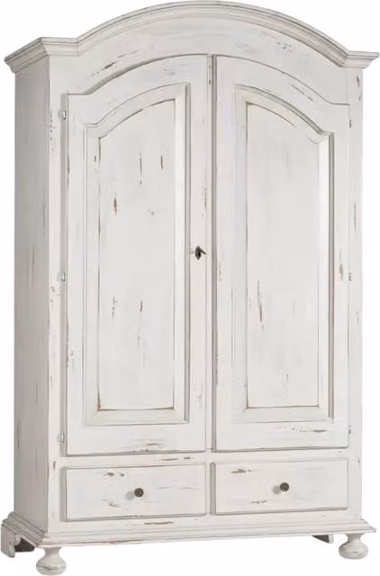 Armadio Shabby Chic a 2 Ante con Cassetti Interni Mobili 2G Bianco L: 125 cm, P: 61 cm, H: 200 cm – 1