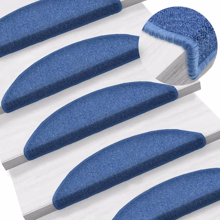 Set di 10 tappetini per scale semicircolari vidaXL blu, autoadesivi, L: 56 cm, P: 17 cm, H: 3,5 cm