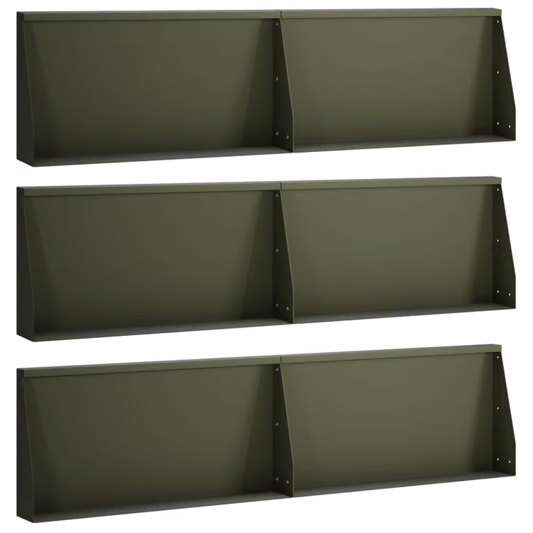 Set di 6 muretti di contenimento per orto rialzato vidaXL in acciaio verde oliva L 80 x P 40 x H 12 cm