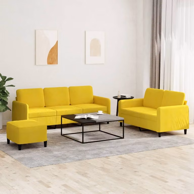 Maison Exclusive - Set divano 3 pezzi in velluto giallo