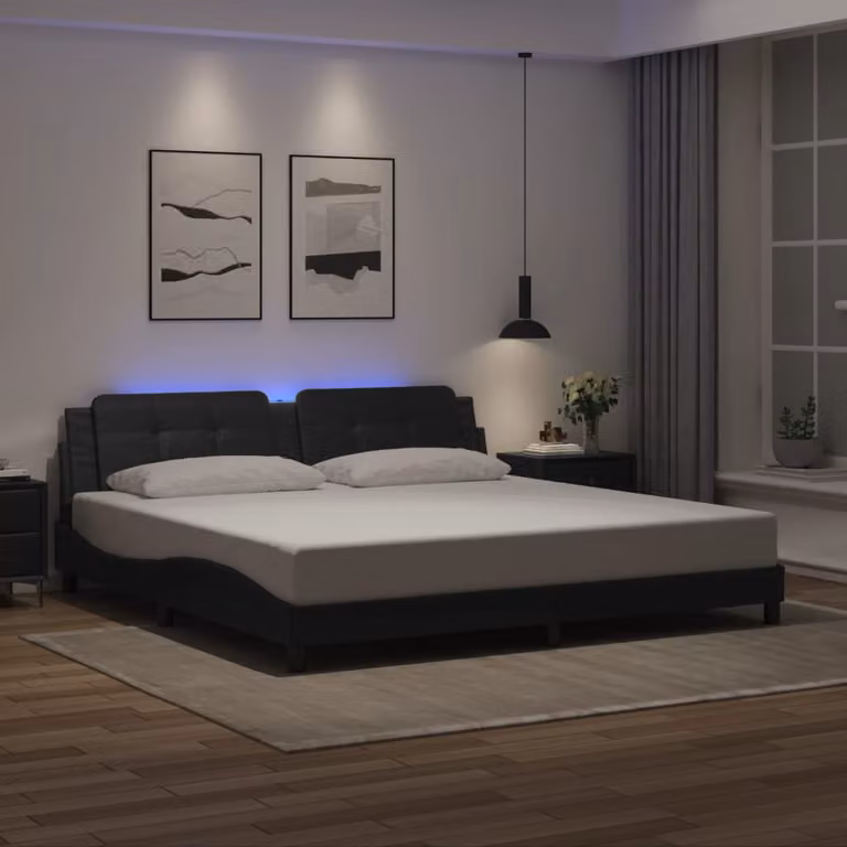 vidaXL Giroletto Zadar Nero con LED e porta USB, L/P: 200x200 cm