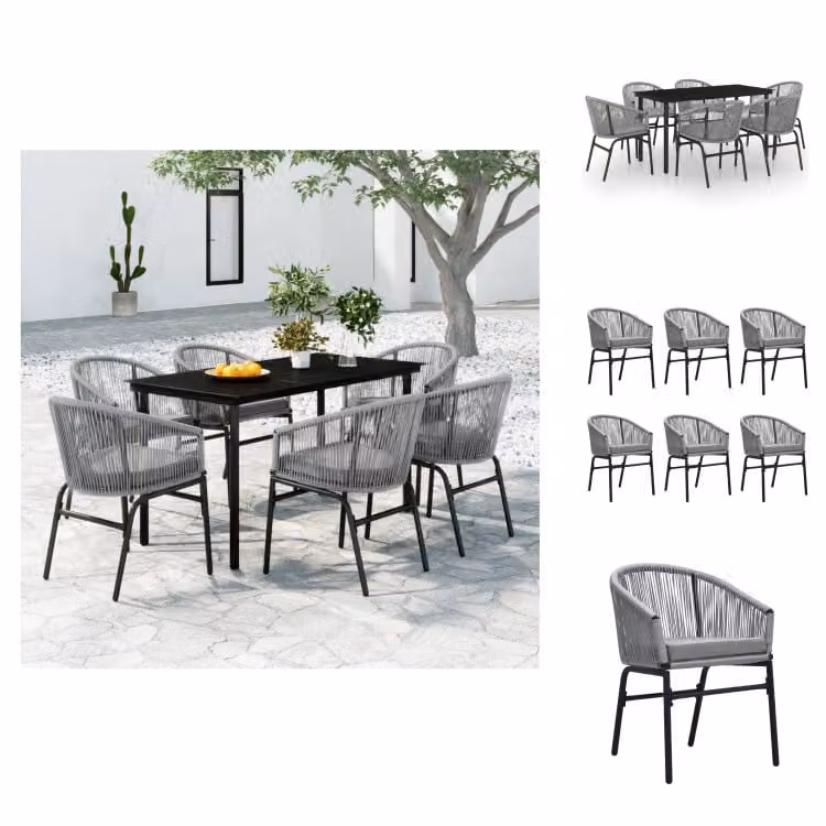 vidaXL set da pranzo da giardino 7 pezzi grigio - Set di mobili da giardino