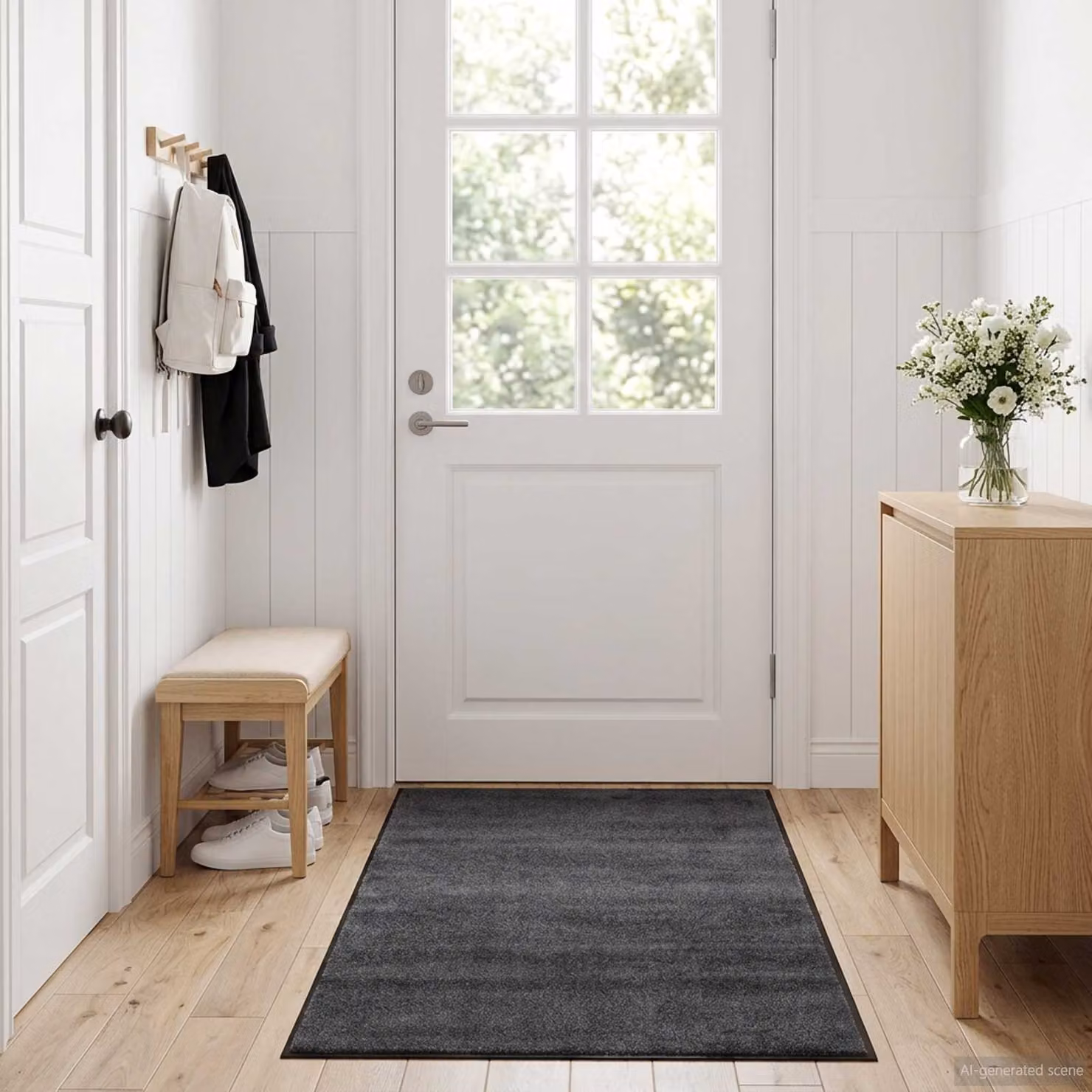 vidaXL Tappetino Rettangolare Grigio Moderno in Poliammide e PVC, Lavabile e Antiscivolo, L: 350 cm, P: 120 cm, H: 0,7 cm