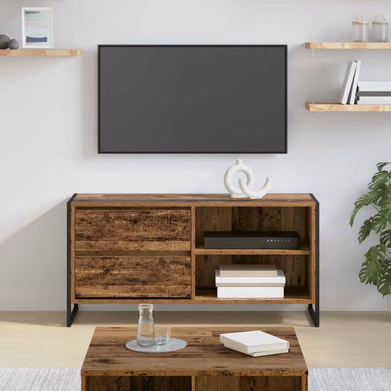 Mobile TV vidaXL in stile industriale, colore marrone, L/P/H: 100 x 36 x 49,5 cm