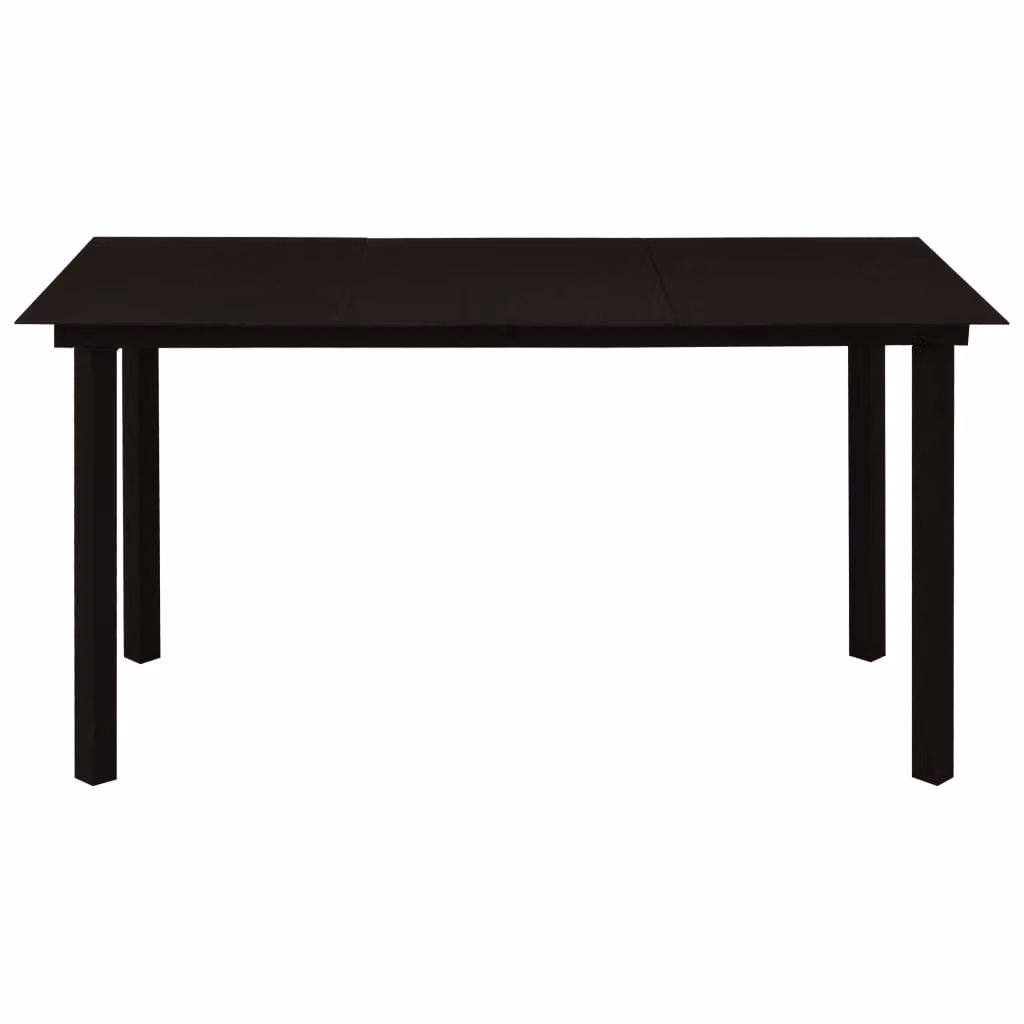 Tavolo da Giardino Nero 150x80x74 cm in Acciaio e Vetro