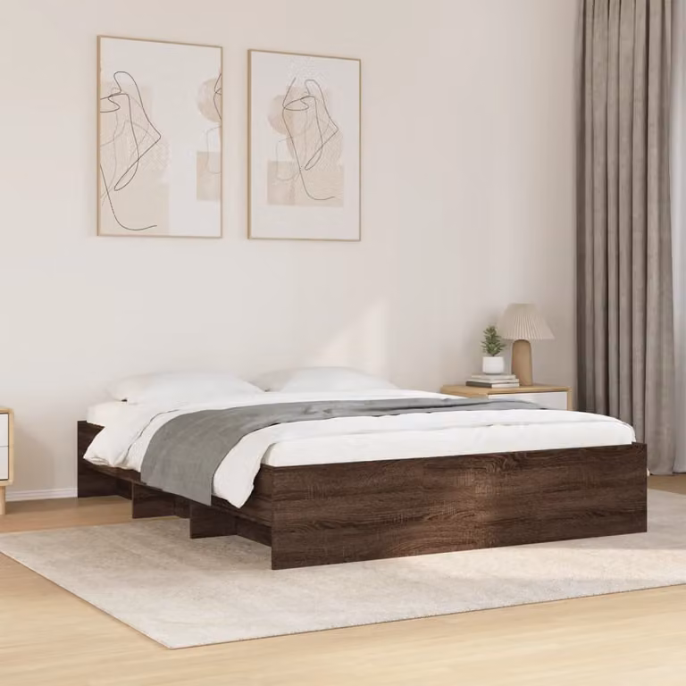 vidaXL Giroletto in Rovere Marrone con Doghe Rigide L/P/H: 150 x 200 x 35 cm