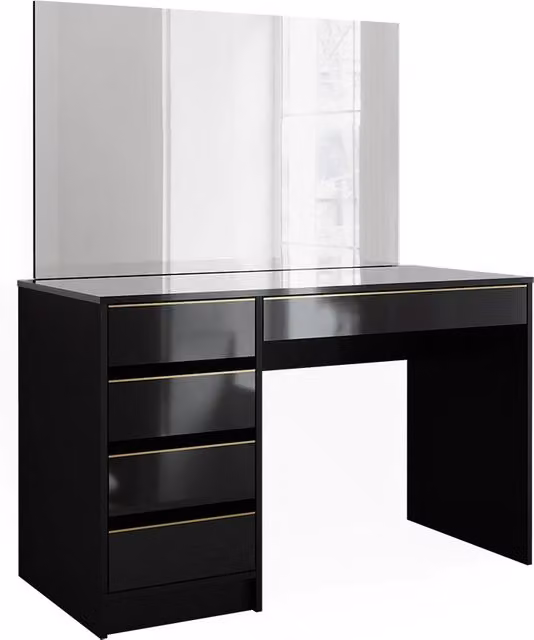Tavolo da toilette Sherry Nero/Oro 120 cm con specchio Vicco