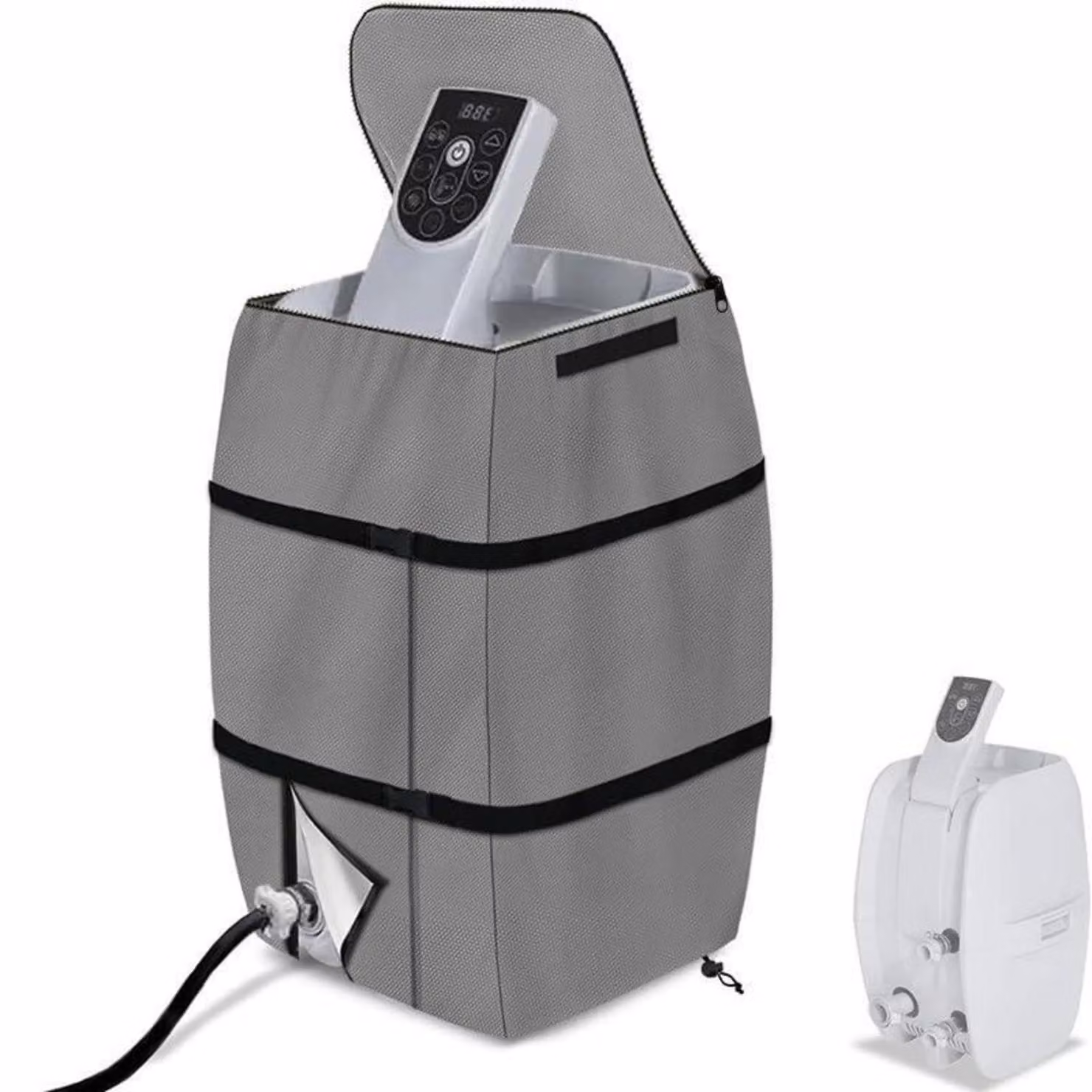 Copertura grigia per pompa Whirlpool, realizzata in tessuto Oxford 420D, impermeabile e resistente alla polvere. Dimensioni: 42,9 x 37,8 x 53,8 cm (16,9 x 14,9 x 21,2 pollici)