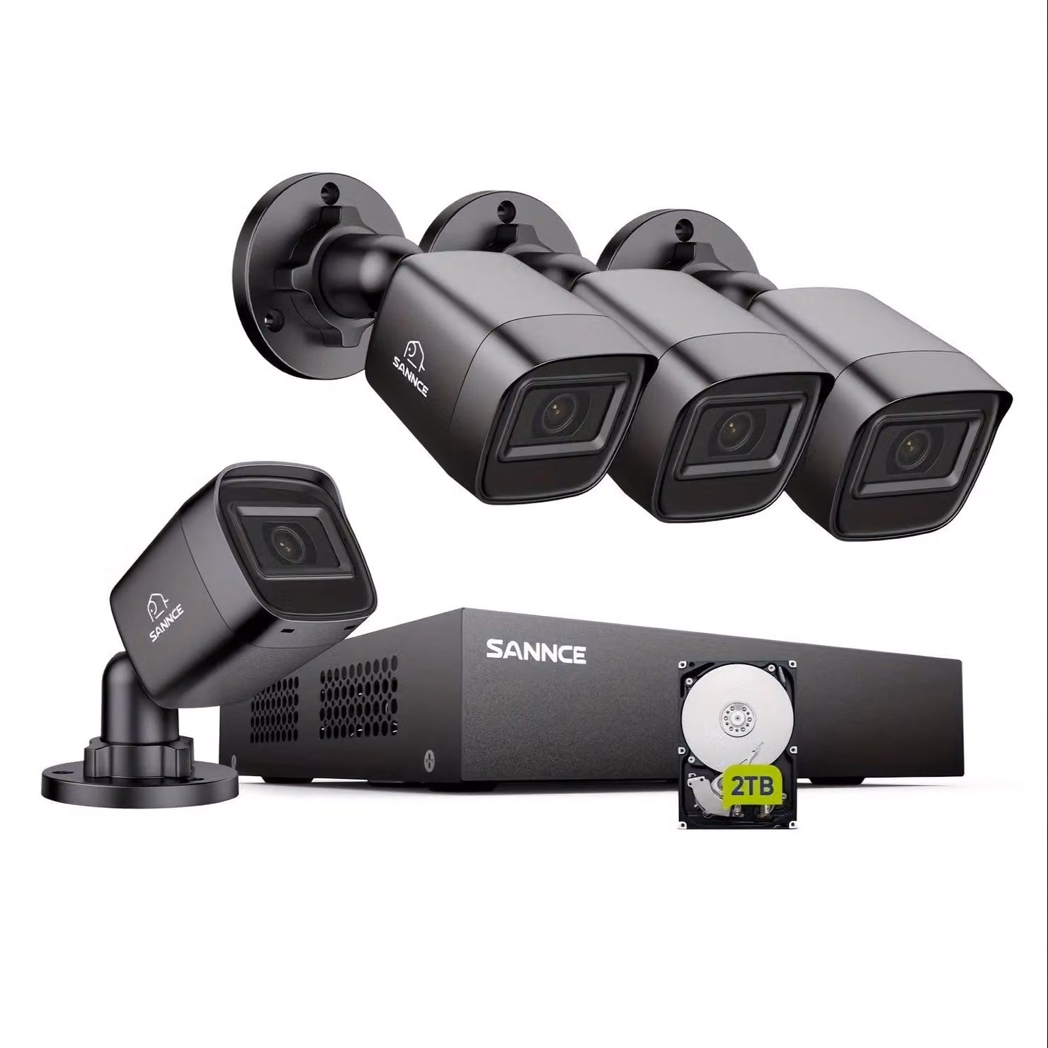 Telecamera di sicurezza - Videosorveglianza - Telecamera IP - Telecamera di sorveglianza - Telecamera esterna - Colore nero - Capacità di archiviazione: 2TB