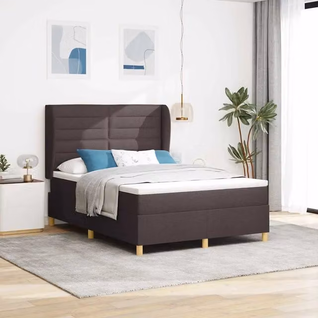 Letto moderno vidaXL con materasso ibrido in tessuto marrone L: 160 cm, P: 200 cm