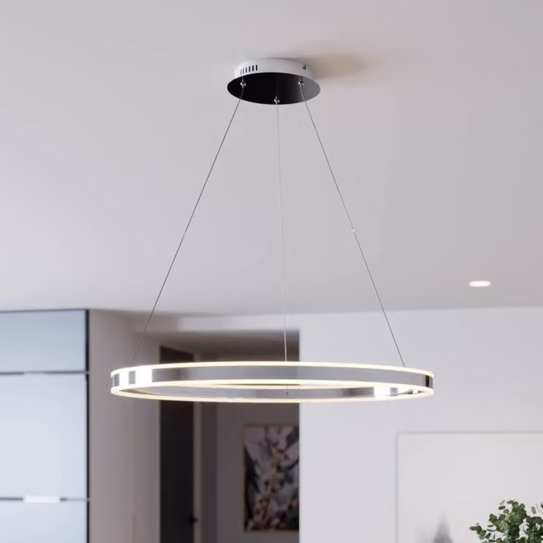 Lucande Lampada LED a sospensione Lyani, 80 cm, cromo, dimmerabile Lyani Lucande,, Cromo / Argento, Soggiorno / Sala da pranzo, Metallo, Moderno