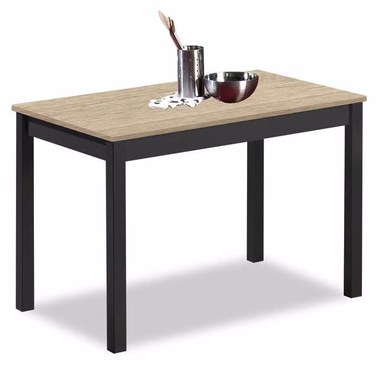 Tavolo da cucina, 90x50 cm, rettangolare, struttura in alluminio, finitura rovere chiaro