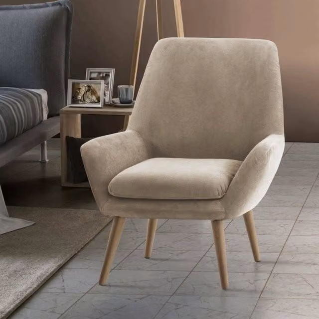 Poltrona Anido Talamo Italia, Poltroncina relax da salotto in tessuto beige, L: 80 cm, P: 70 cm, H: 95 cm