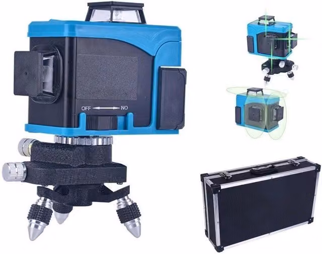 Livella Laser Tracciatore Trade Shop 12 Linee Autolivellante 360 con Telecomando e Batteria Ricaricabile Blu Art.94460