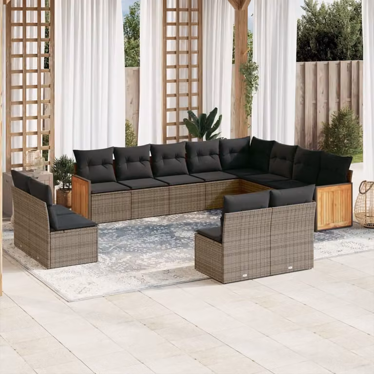 Maison Exclusive - Set divani da giardino 12 pezzi con cuscini grigio polyrattan