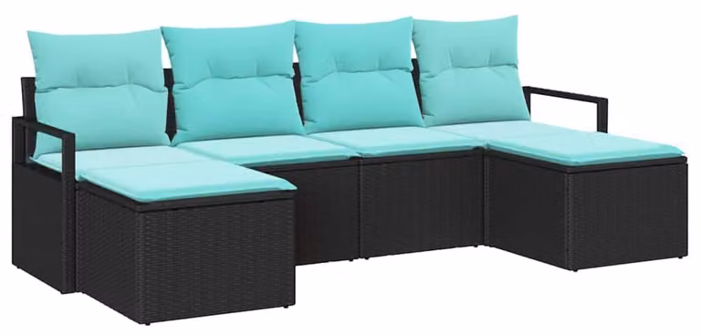 Set di divani 6 pcs Nero polyrattan