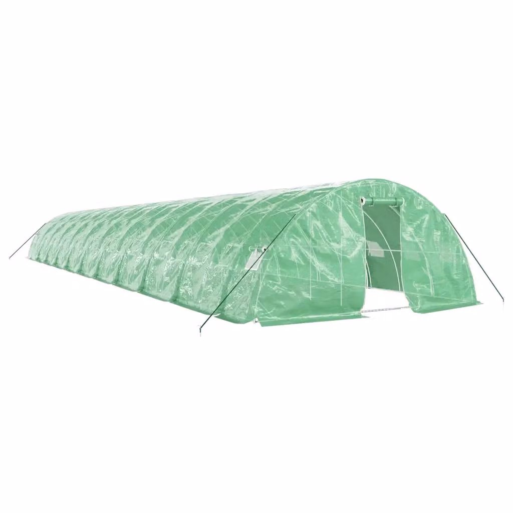Serra Videx con Telaio in Acciaio Zincato Verde, Copertura in Plastica e Finestre, L/P/H: 22 x 5 x 2,3 m – 2