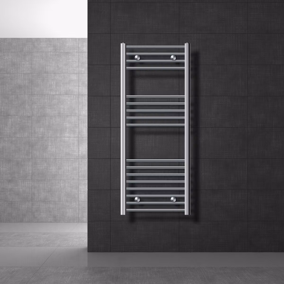 LuxeBath radiatore per bagno - 500 x 1200 mm - cromo - curvo con attacco laterale - radiatore scaldasalviette asciugacapelli, senza elemento riscaldante