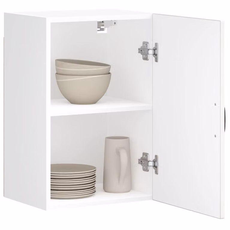 Pensile da cucina moderno vidaXL Lucca bianco lucido con ante in vetro e ripiani interni L/P/H: 60.0 x 31.0 x 40.0 cm
