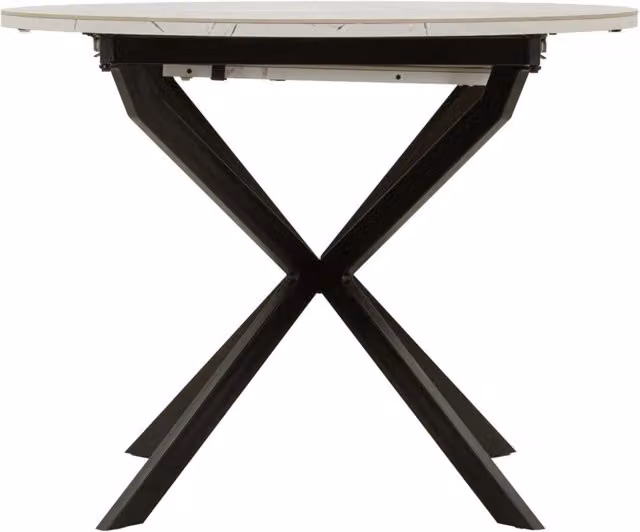 Tavolo da Pranzo Allungabile Martin Ø100x75 cm in Metallo e Ceramica Nero e Bianco