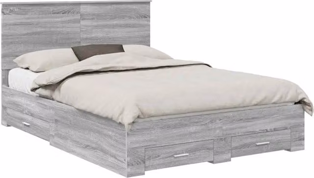 Letto matrimoniale moderno DESIGN IN con testiera e cassetti in MDF Grigio L: 138 cm, P: 100 cm, H: 200 cm
