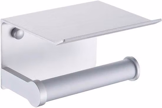 Portarotolo da bagno 2 in 1 in alluminio con fissaggio a vite e pellicola adesiva, argento, montaggio a parete