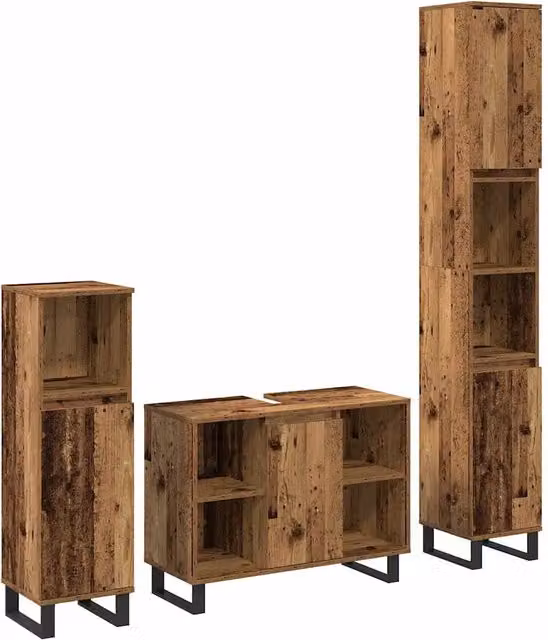 Set di mobili per il bagno 3 pz Marrone 30 x 30 x 180 cm 3378510