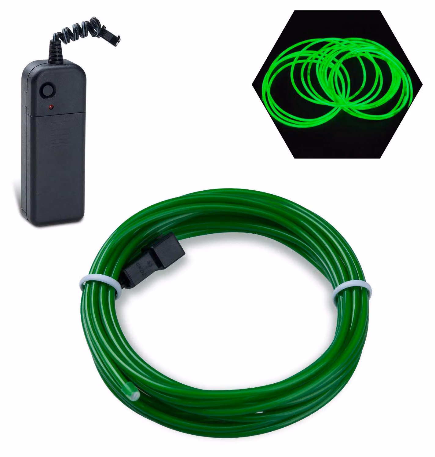 Cavo LED EL, 3 metri, verde giada, 3 modalità, flessibile, impermeabile