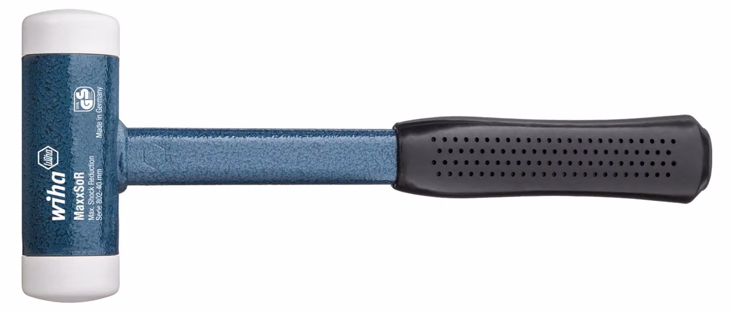 Mazza Wiha soft-face non ribattuta, molto dura con manico in acciaio tubolare, testa tonda (39017) 30 mm