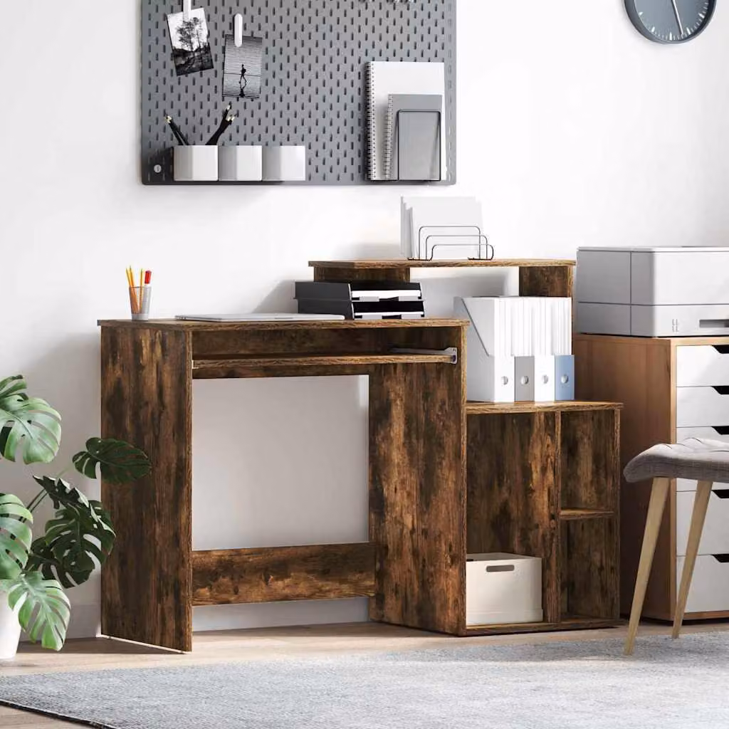 Maison Exclusive - Scrivania in legno impiallacciato noce, dimensioni 120,5 x 44 x 88,5 cm