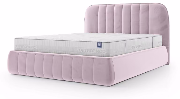 Letto imbottito con contenitore Carla, colore malva opaco, dimensioni 160 x 200 cm
