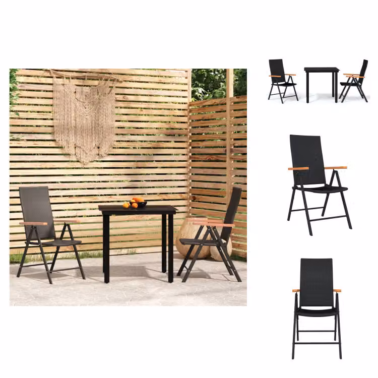 vidaXL Set da pranzo da giardino 3 pezzi nero - Set di mobili da giardino