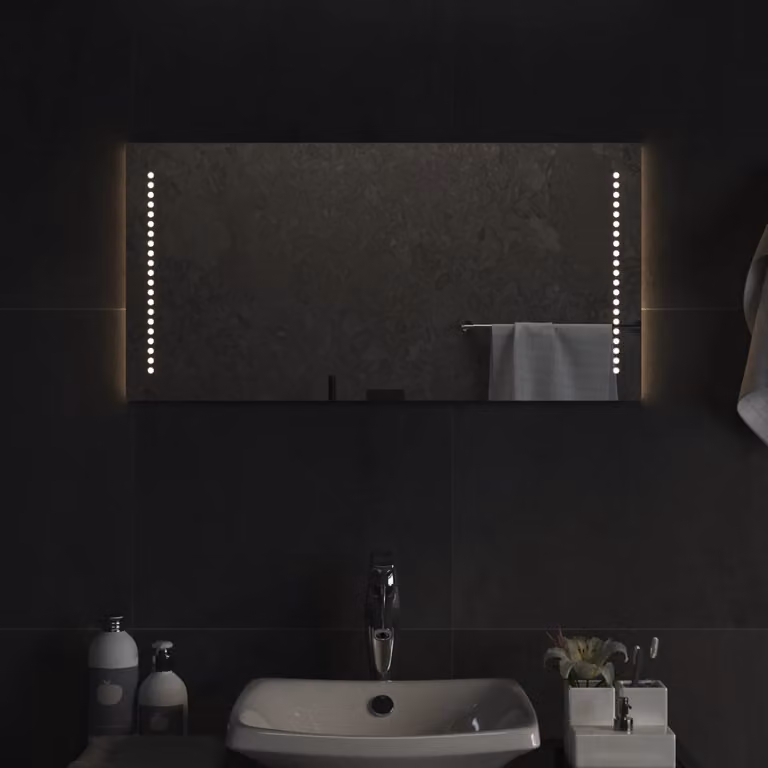 Specchio da bagno con luci LED vidaXL, design moderno rettangolare, L 80 cm x H 40 cm