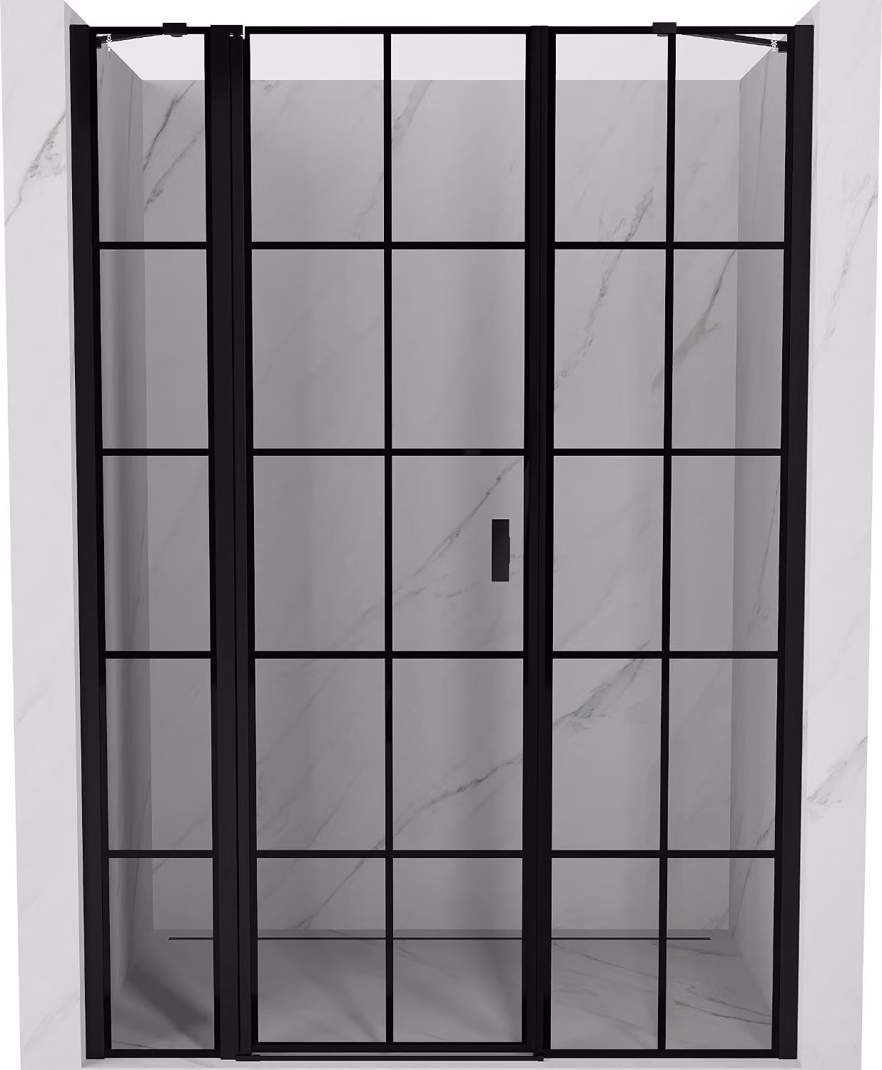 Mexen Mist porta doccia a battente sinistra 125 cm, griglia nera, nero - 8A4-125-001-70-77-L