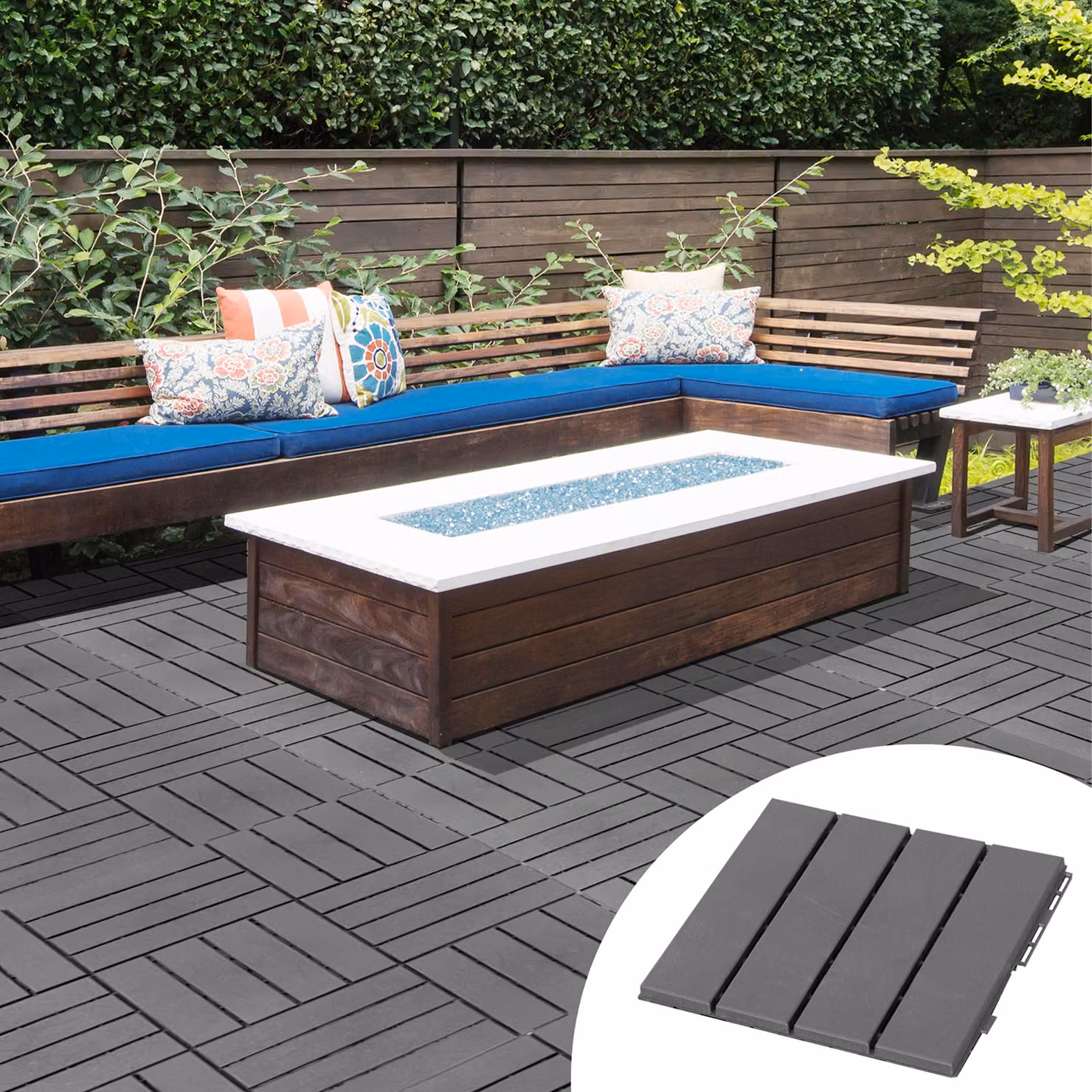 Set di 9 mattonelle a incastro Outsunny per terrazzo in plastica antiscivolo, colore nero, L/P/H: 30 x 30 x 2 cm – 2