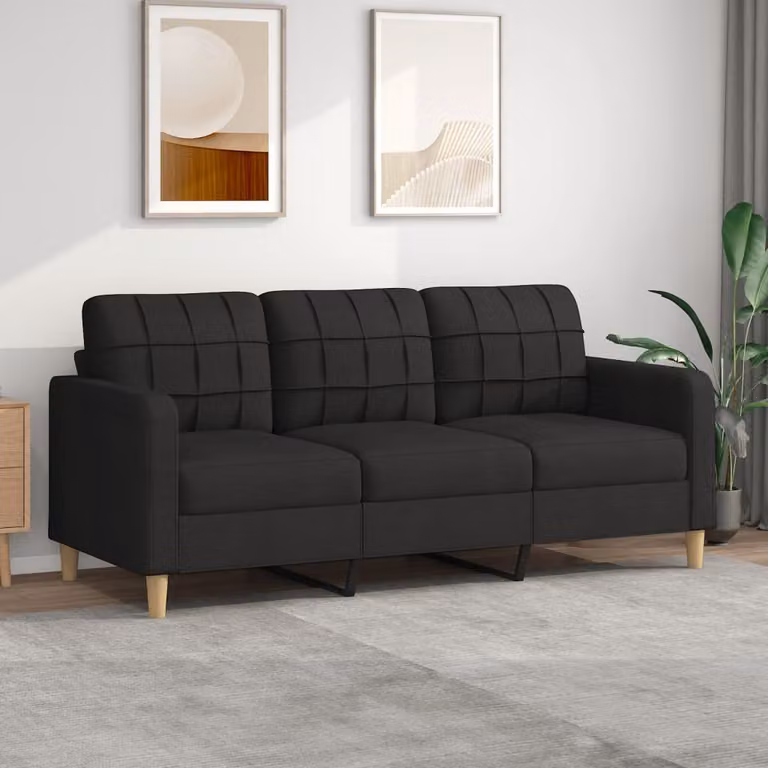Maison Exclusive - Divano a 3 posti nero 180 cm tessuto