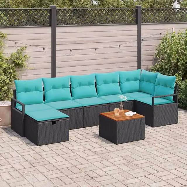 Set Divano da Giardino 8 pz Nero polyrattan 3359550