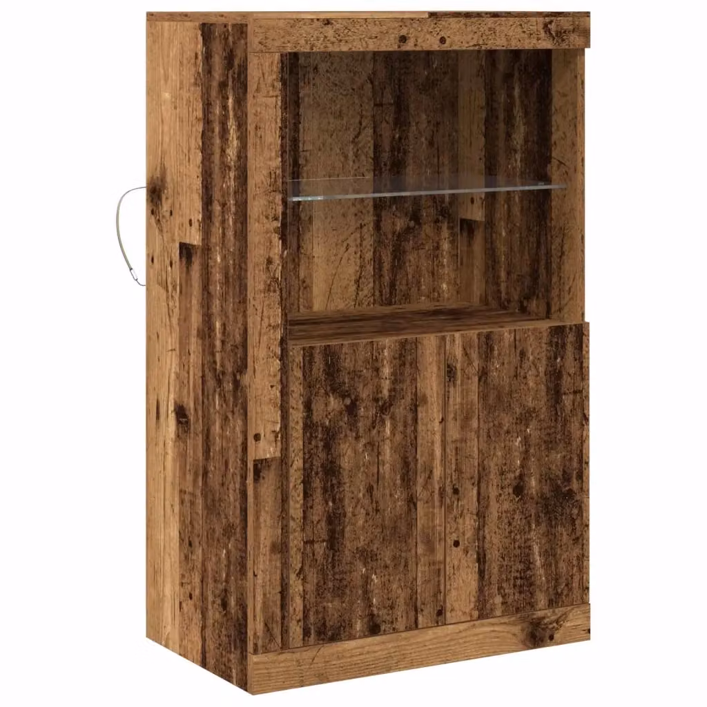 Madia moderna vidaXL con illuminazione LED integrata in legno color marrone, L: 60,5 cm, P: 37 cm, H: 100 cm – 2