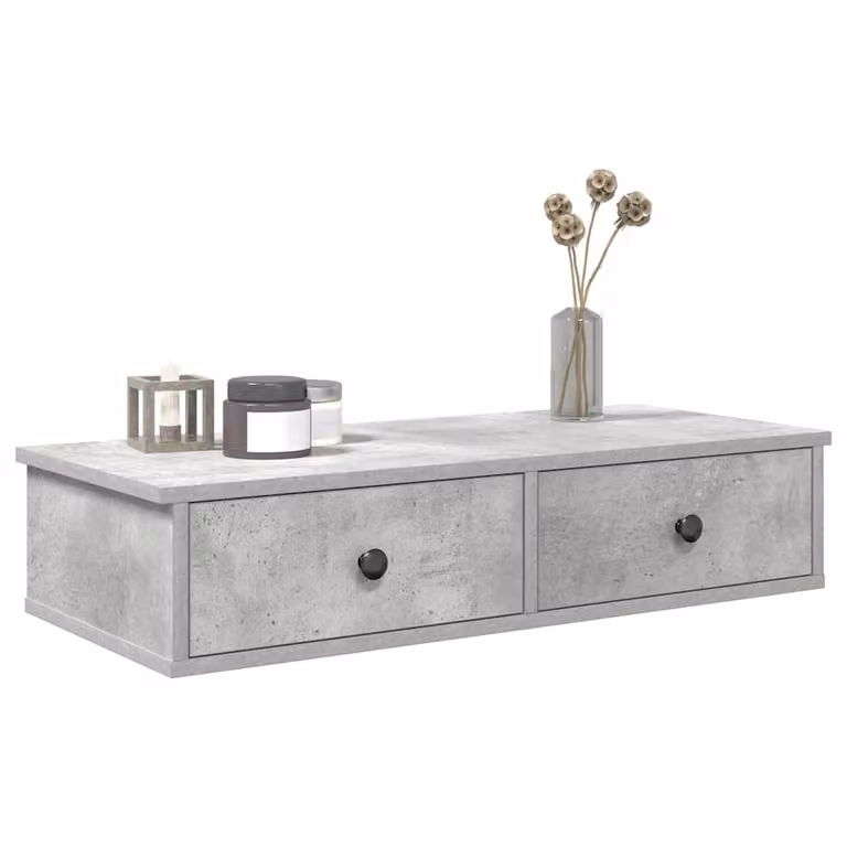 Scaffale a parete con cassetti vidaXL in MDF grigio L: 80 cm, P: 31 cm, H: 17 cm