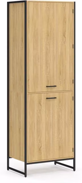 IDMarket Mobile da cucina DETROIT in stile industriale con 2 ante, legno e metallo, marrone e nero, L: 60 cm, P: 40 cm, H: 176,5 cm