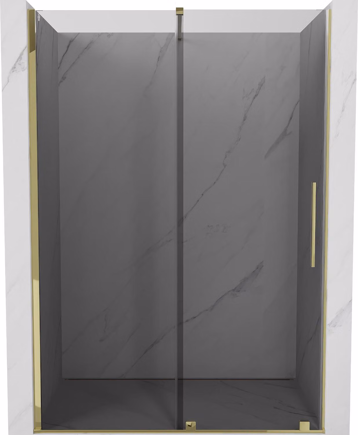 Mexen Velar porta doccia scorrevole 150 cm, grafite, oro - 871-150-000-41-50