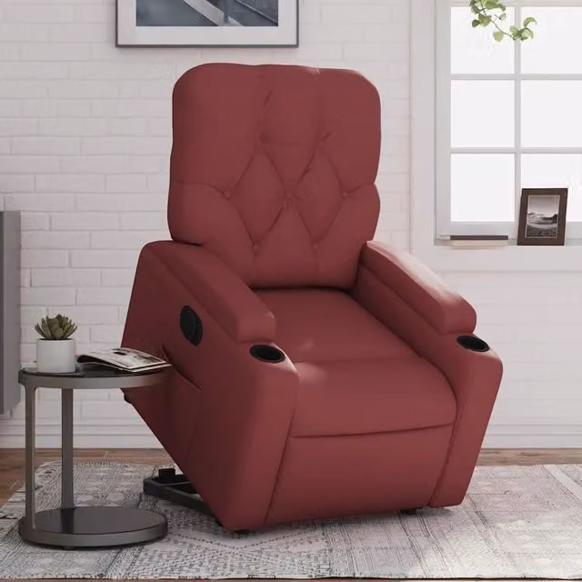 Poltrona Alzapersona Reclinabile vidaXL in Similpelle Rossa con Assistenza Elettrica per Senior – 1